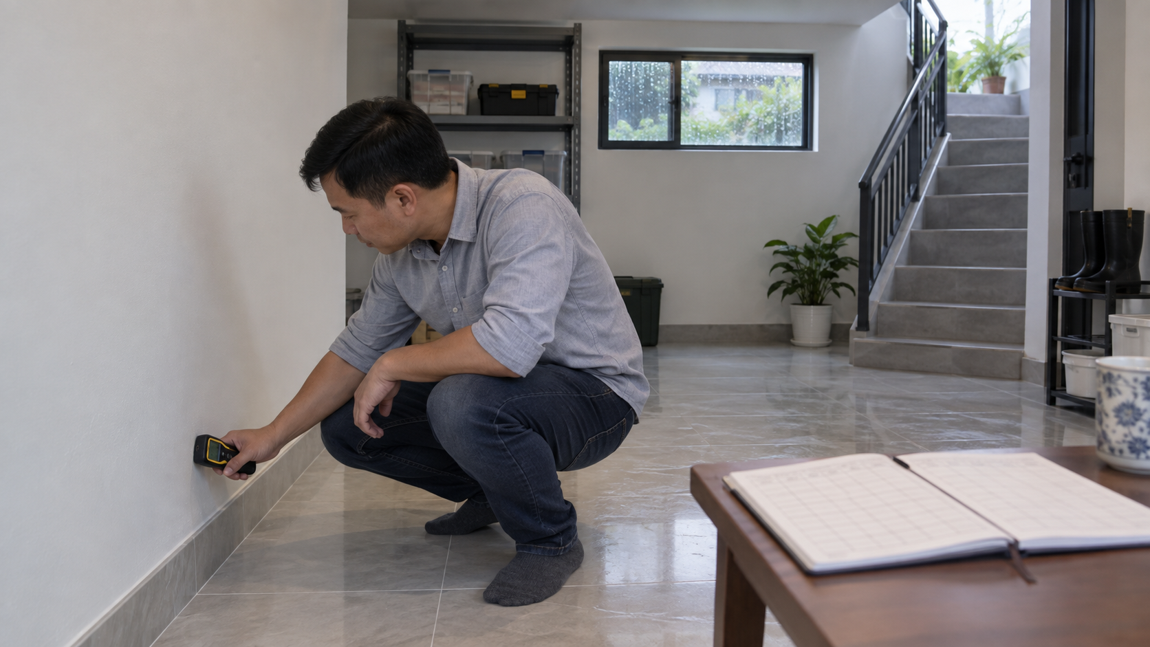 Theo dõi tầng hầm sau chống thấm