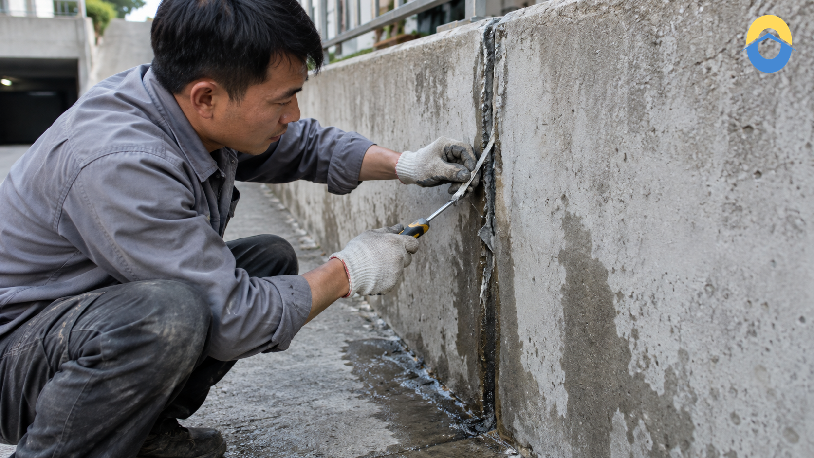 Khảo sát khe co giãn đang rò nước