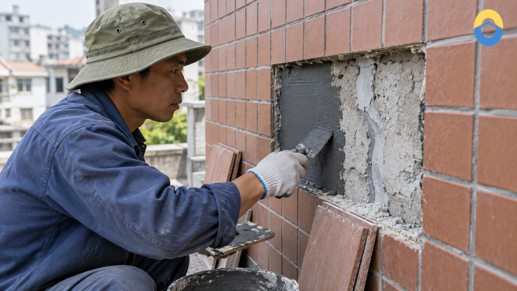 Sửa lớp nền sau khi tháo gạch mặt tiền