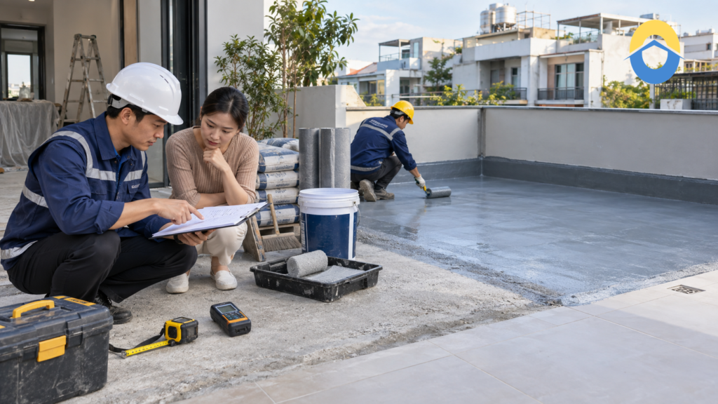 Quy trình chống thấm gồm những bước nào từ khảo sát đến bàn giao?