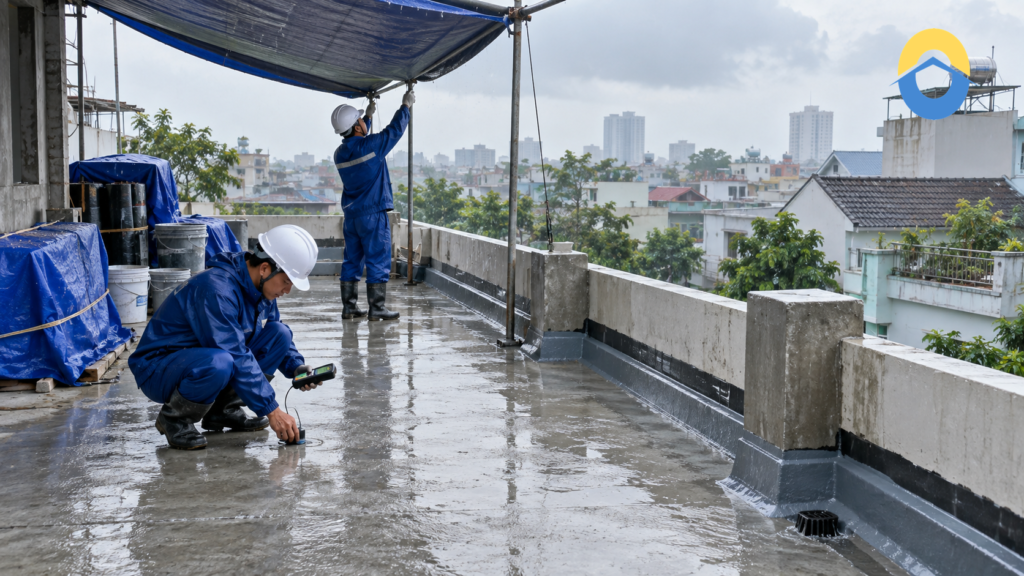 Thi công chống thấm trong mùa mưa: quản lý nền, thời tiết và lịch kiểm tra