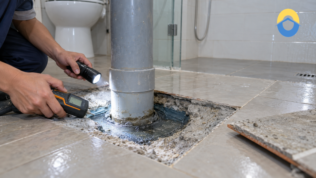 Thấm quanh cổ ống xuyên sàn: vì sao cần phân biệt rò ống và hở tiếp giáp?