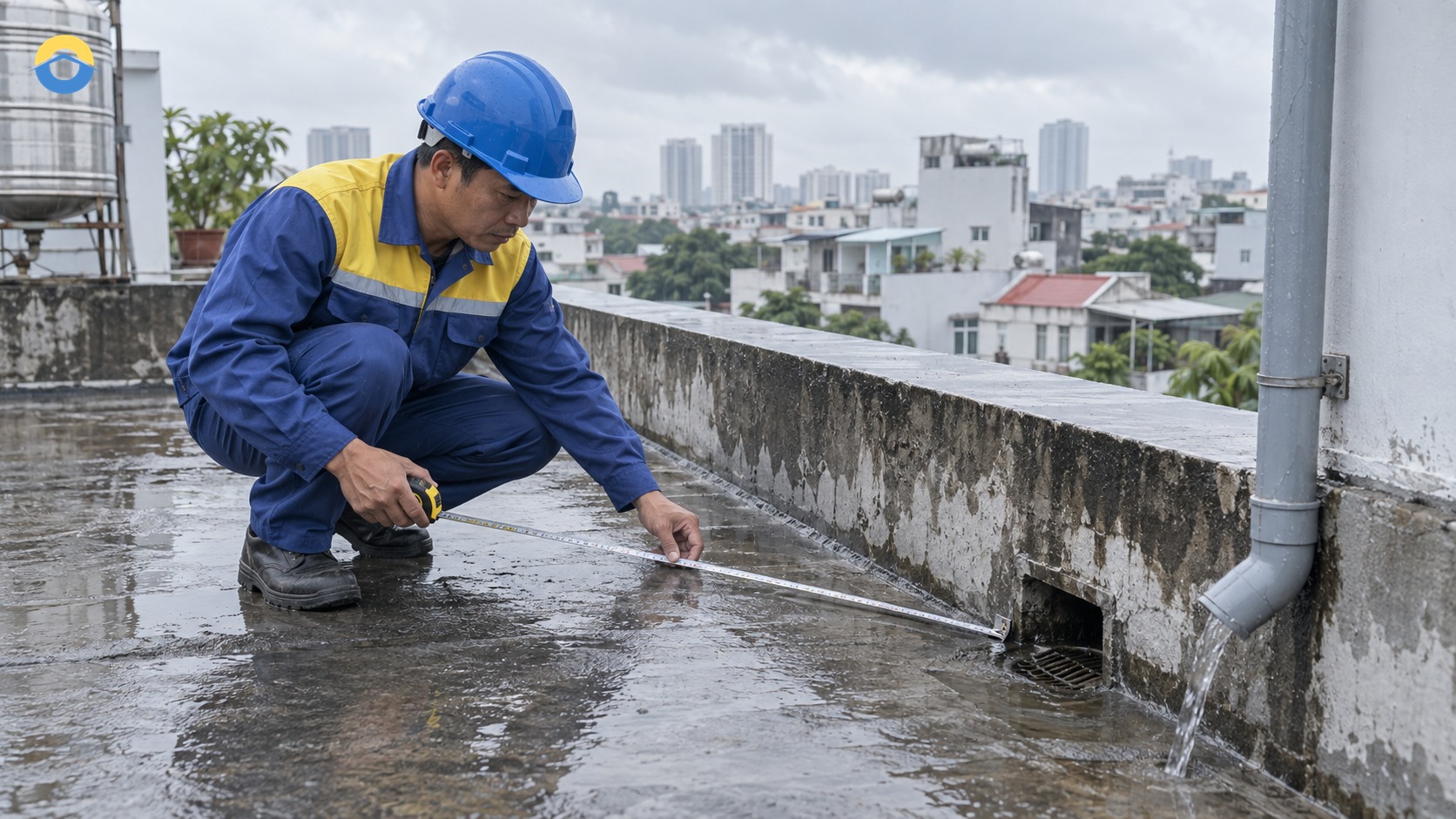 Chống thấm sê nô bê tông TP.HCM: khảo sát đúng tuyến thu và thoát nước
